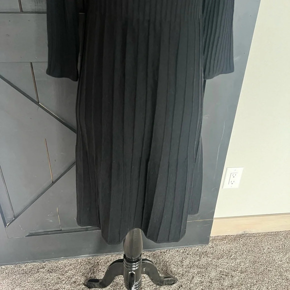 NWOT Eileen Fisher Washable Wool Scoop Neck Dress Black Minimalist Casual Women - Picture 4 of 10